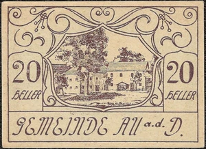 Billet de nécessité - Autriche - Au an der Donau 20 heller 1920 JPR0064-20 - Imagen 1 de 2