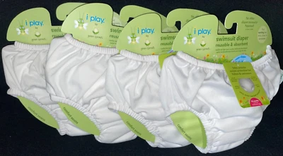 I Play BY Green Sprouts 18 Meses Traje de Baño Pañal LOTE DE 4 BLANCO SÓLIDO Foto 1 de 2