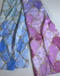 Magical Purple and Teal Blue Mermaid Fish Scales Window Curtains for Kids 84 In - Picture 1 of 7