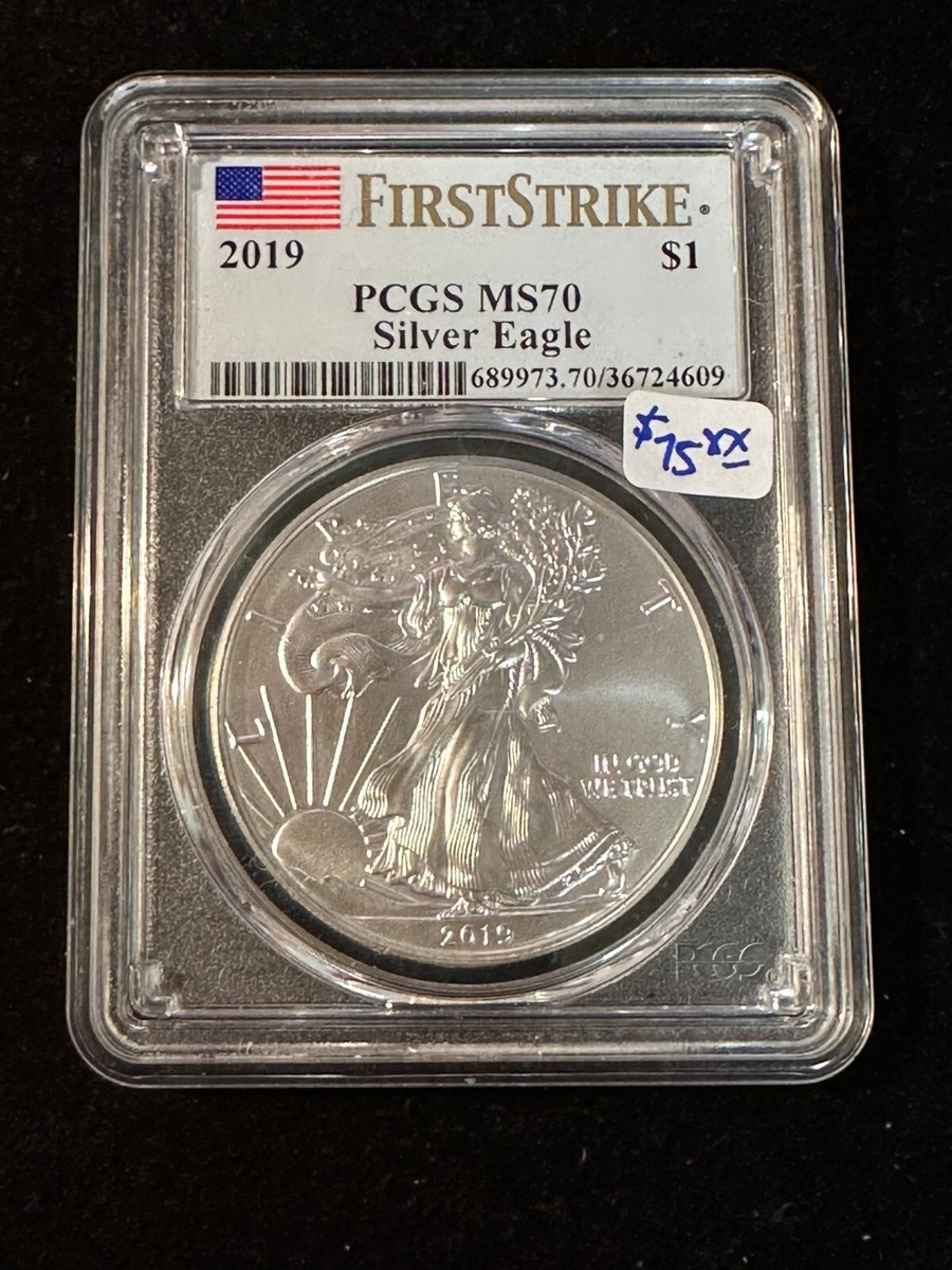 シルバーイーグル1dollar  1oz   PCGS  MS70  2019年 2019 アメリカン イーグル シルバー コイン 1 オンス、発行初日