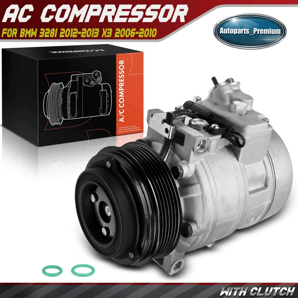 Compresor de aire acondicionado con polea de 6 ranuras para BMW 328i xDrive 2012-2013 X3 2007-2010 3,0 Foto 1 de 4