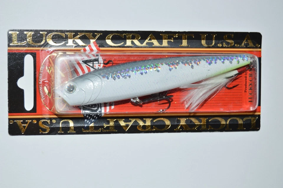 Lucky Craft Gunfish 115 isca de água superior para baixo 4,5" 3/5 oz flash branco - Imagem 1 de 2