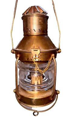 10" Nuevo Estilo Vintage Latón Náutico Minero Barco Linterna Lámpara de Aceite Marítimo Foto 1 de 4