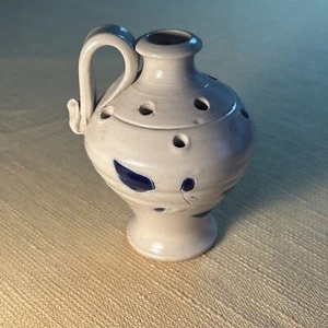 Vintage Williamsburg Pottery Blue and Gray Salt Glazed Pottery Jug Flower Frog - Picture 1 of 6