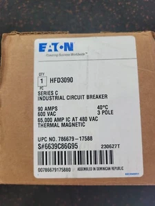 IND DISYUNTOR EATON, HFD3090, 90 A, 3P, 480 V, TIPO HFD, 65kA@480 V. NUEVO. - Imagen 1 de 2