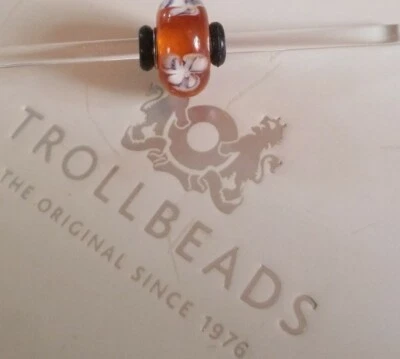 NOVO Trollbeads núcleo de prata esterlina vidro âmbar flor 925 LAA talão HTF  - Imagem 1 de 2