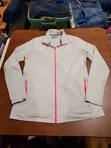 Nike Golf Tour Performance Womens LARGE L/S White/pink Zip PGA Tour EUC. R11 - Picture 1 of 10