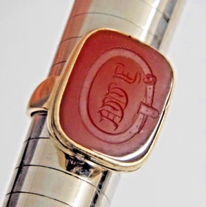LARGE ANTIQUE GEORGIAN 9ct GOLD CARNELIAN INTAGLIO SEAL RING 13.4g UK Size Z - Picture 1 of 18