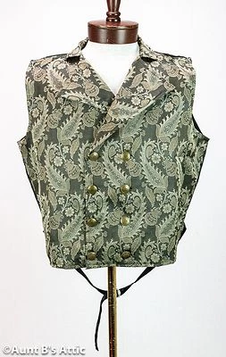 Chaleco Steampunk Negro y Tostado Brocado Doble Pecho Espalda Completa Chaleco Victoriano  Foto 1 de 2