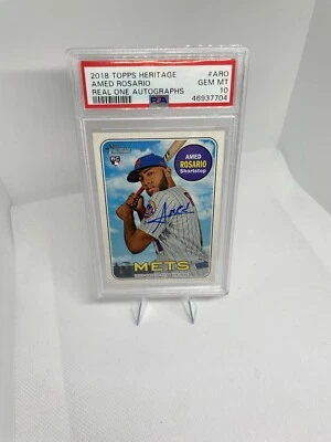 2018 Topps Heritage Amed Rosario ROA-ARO Real One Autographs Rookie Auto PSA 10  - Image 1 of 2