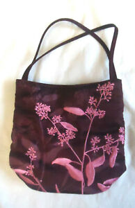 MARKS & SPENCER Small Magenta Purple Cylinder HandBag Embroidered Floral 16x14cm