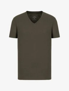 A|X Armani Exchange Men's Short Sleeve Pima Cotton V-Neck T-Shirt, Peat, M - Picture 1 of 6