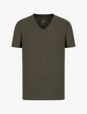 A|X Armani Exchange Men's Short Sleeve Pima Cotton V-Neck T-Shirt, Peat, XXL - Image 1 of 4