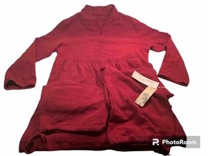 Rot Baumwolle Leinen XXL Plus Neu mit Etikett Chinesisch Asiatisch Mandarin Kragen 2-teiliges Set - Bild 1 von 10