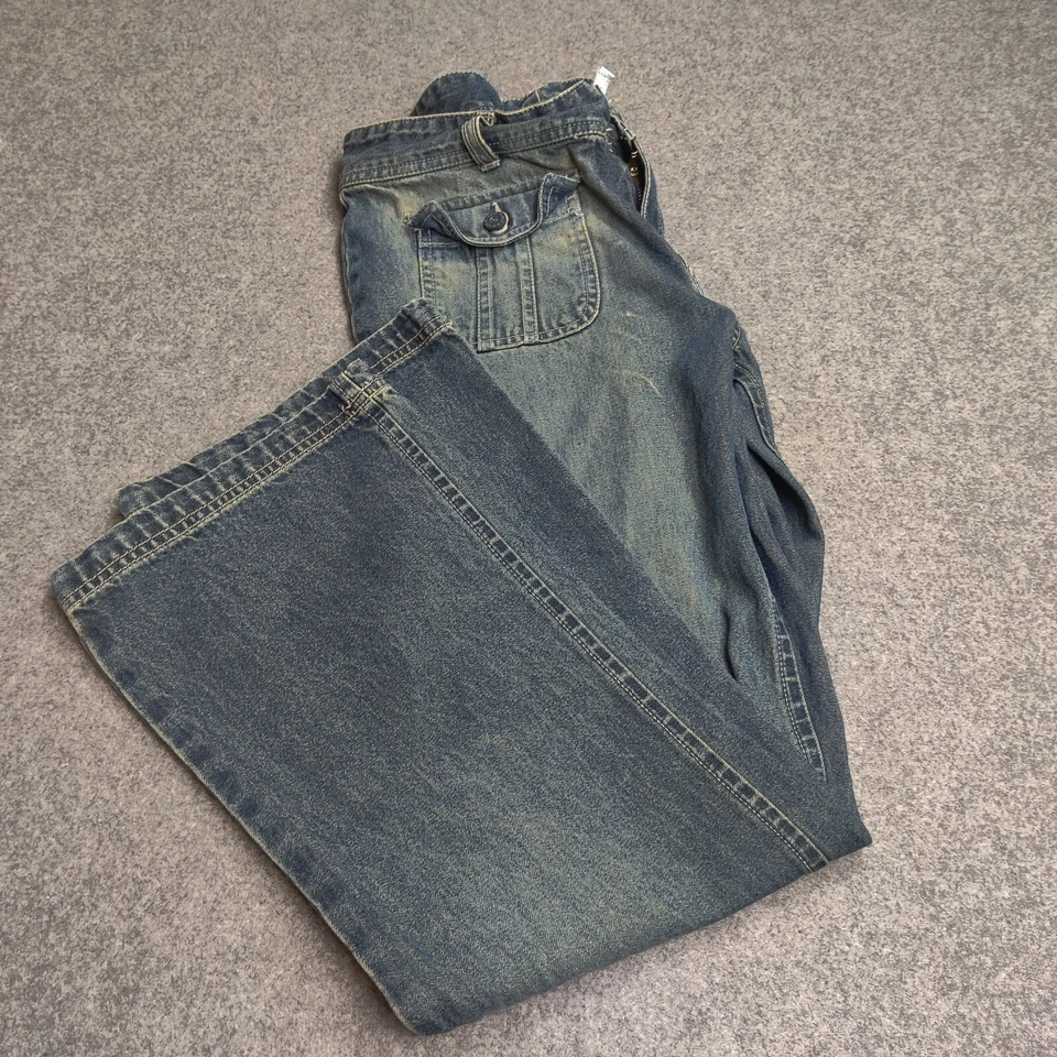 Jeans feminino vintage Bill Blass 6 azul pequeno Y2k bootleg cintura baixa bolso retrô - Imagem 1 de 4