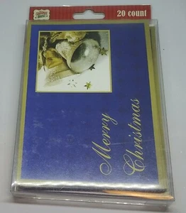 Blue 'Merry Christmas' with Silver Bells with envelopes ~ NEW! - Picture 1 of 4