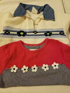 Youth Girls Shirts Lot of 2 Size M/L Pink/Black White/Denim Next Era Borderline - Picture 1 of 9