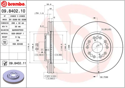 *Rotor de freno delantero Brembo - 09.8402.10 / 43512-24071 - para Lexus IS300 y más Foto 1 de 4