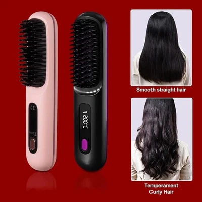 Portable Hair Straightener Brush Hair Hot Comb Cordless Hair Beard Straightener - Image 1 of 4