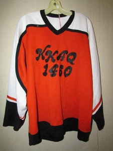 Vintage KKAQ Radio Station Theft River Falls  MN Hockey Jersey Men's Large 1970s - Picture 1 of 4