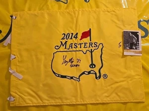 Larry Mize Signed 2014 Masters Pin Flag w/ "87 rare Center Signature Autograph  - Picture 1 of 4