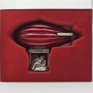 LENOX 2000 "SANTA'S VOYAGE" Pewter & RED Glass CHRISTMAS ORNAMENT BLIMP Air Ship - Picture 1 of 19