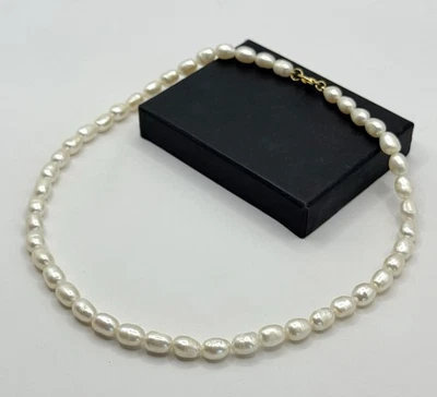 Süßwasser Perlen Halskette – echte natürliche Perlen – klassisch elegant weiß - Bild 1 von 4