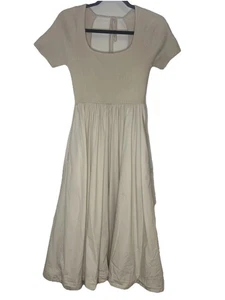 Lucy Paris Reese Strick-Midikleid cremefarben gerippt hinten zum Binden Damengröße Large - Bild 1 von 8