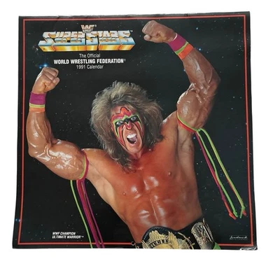Calendario WWF Superstars 1991 de colección lucha libre Ultimate Warrior Randy Savage Piper + Foto 1 de 4