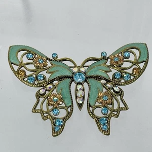 AVON grüne Emaille Schmetterling Brosche Anstecknadel - Bild 1 von 3