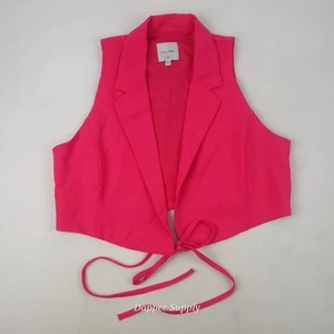 Love Tree Hot Pink Vest Blazer Drawstring Front Large New  - Picture 1 of 7