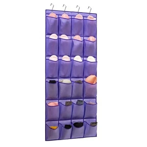 Over The Door Hanging Shoe Org Rack Hanger 24 Large Fabric Pockets Holder with - Picture 1 of 7