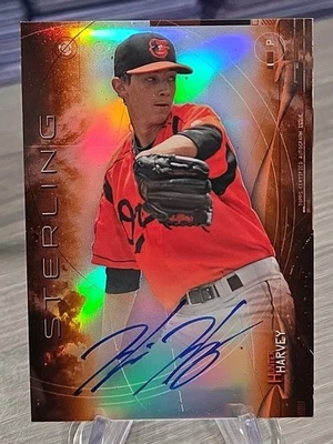 Hunter Harvey 2014 Bowman Sterling Orange Refractor Autograph /75 Orioles/Royals - Image 1 of 3