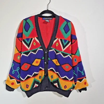 Suéter Cárdigan IB Diffusion De Colección Talla XS De Gran Tamaño Colorido Abstracto Artístico Funky Foto 1 de 4