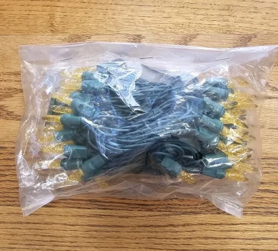 50 Yellow LED Faceted Crystal Mini Lights New Green Wire TSD-50 Christmas  - Image 1 of 4