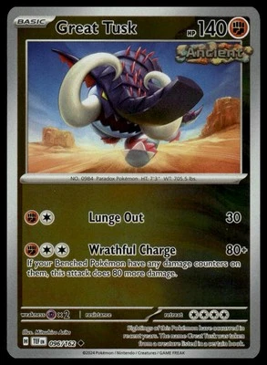 SV05: Temporal Forces #096/162 Great Tusk Reverse Holo - Image 1 of 2