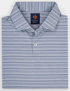 NEW Donald Ross SPORT LARGE Murdoch Multi Stripe Polo Golf Shirt Gray Blue White - Picture 1 of 2
