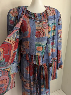 Conjunto de 3 piezas de chaqueta culotte vintage años 80 PLATINO Dorothy Schoelen abstracto artístico Foto 1 de 4