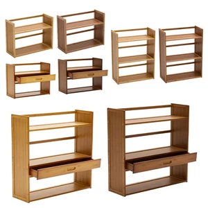 Bamboo Wooden Bookcase Storage Shelving 2/3 Tier Desktop Shelf Unit with Drawer - Picture 1 of 73
