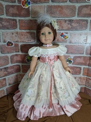 Muñeca American Girl Felicity Pelo Rojo Rosa Vestido Formal Pluma Barret Reacondicionado Foto 1 de 4