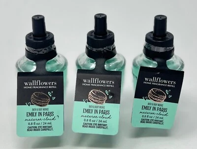 3 BATH & BODY WORKS EMILY MACARON CLOUD WALLFLOWER FRAGRANCE REFILL BULB PLUG