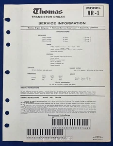Original Thomas Organ Service Manual / AR-1 - Picture 1 of 1