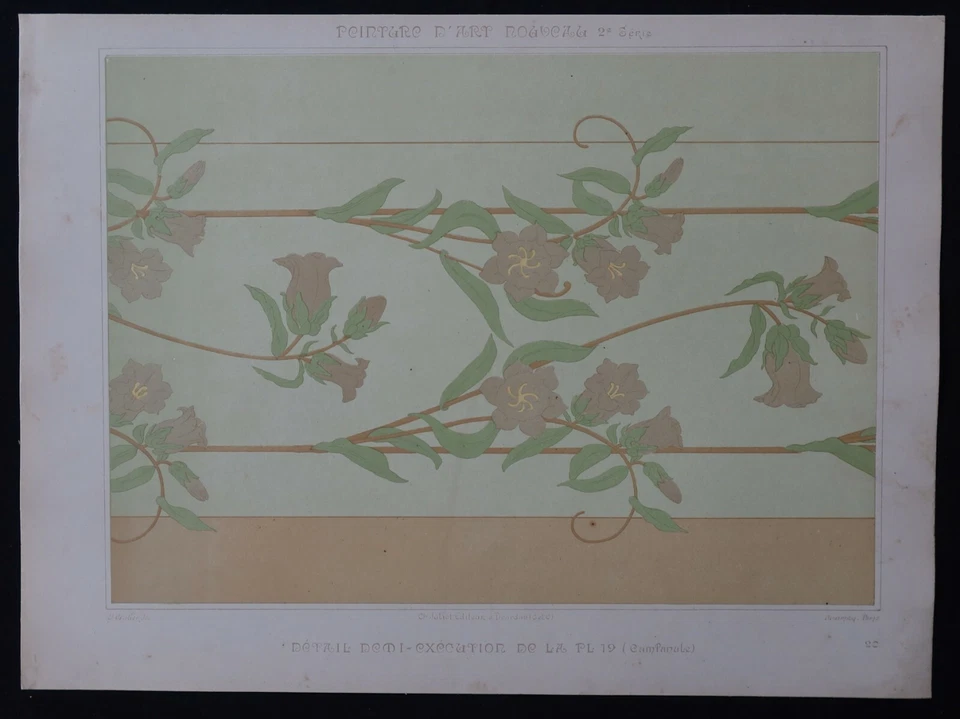 PEINTURE D' ART NOUVEAU Mulier 20 / Campanule Jugendstil 1900 no Mucha  - Photo 1/1