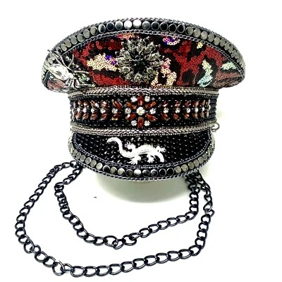 蒸汽朋克 RAVE Captain Style 豪华女式女孩水钻亮片帽子 — 第 1/4 张图片