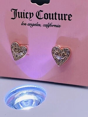 Pendientes Juicy Couture Oro Rosa Corazón Pavé ¡Nuevos! Foto 1 de 3