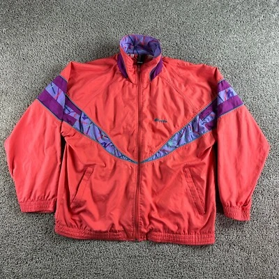 Chaqueta cortavientos vintage Lotto para hombre grande rosa púrpura ribete cremallera completa abrigo años 90 Foto 1 de 4