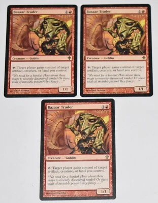 3x BAZAAR TRADER Red Rare Goblin WORLDWAKE MTG Card - Image 1 of 4