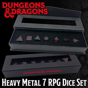 7 Count Heavy Metal Premium RPG Standard Dice Set for Dungeons & Dragons - Picture 1 of 11
