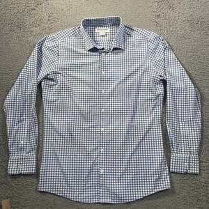 Mizzen+Main Dress Shirt Mens Large Blue White Check Trim Fit Stretch Performance - Picture 1 of 13