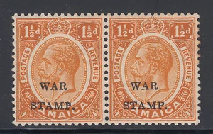 Jamaica SG 71 var MLH. 1916 1½p orange KGV pair, with inverted "d" for "P" ovpt - Picture 1 of 2